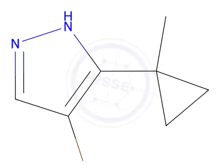 Chemical structure of 4-bromo-3-(1-methylcyclopropyl)-1H-pyrazole