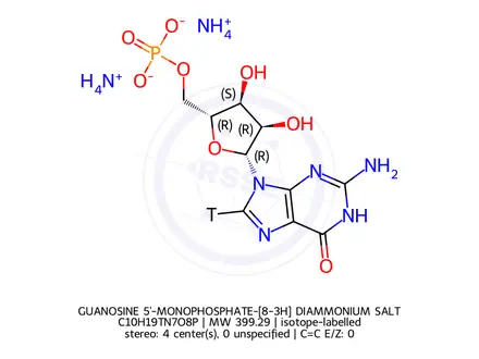 Chemical structure of GUANOSINE 5'-MONOPHOSPHATE-[8-3H] DIAMMONIUM SALT