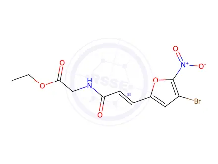 Chemical structure of N-ethoxycarbonylmethyl-beta-(5-nitro-4-bromo-2-furyl)acrylamide