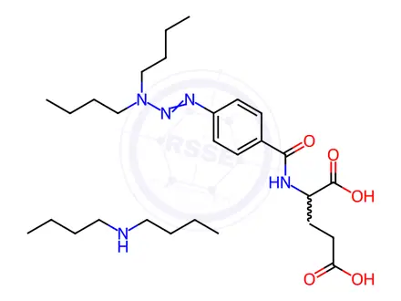 Chemical structure of N-butylbutan-1-amine, 2-[[4-(dibutylamino)diazenylbenzoyl]amino]pentan edioic acid