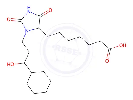 Chemical structure of 7-(3-(3-Cyclohexyl-3-hydroxypropyl)-2,5-dioxoimidazolidin-4-yl)heptanoic acid