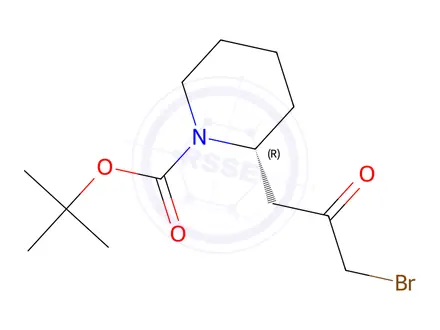 Chemical structure of tert-Butyl (R)-2-(3-bromo-2-oxopropyl)piperidine-1-carboxylate