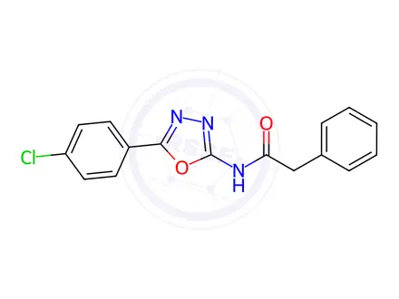Chemical structure of N-(5-(4-Chlorophenyl)-1,3,4-oxadiazol-2-yl)-2-phenylacetamide
