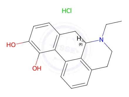 Chemical structure of (R)-6-ETHYL-5,6,6A,7-TETRAHYDRO-4H-DIBENZO[DE,G]QUINOLINE-10,11-DIOL HYDROCHLORIDE