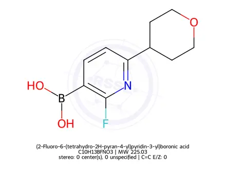 Chemical structure of (2-Fluoro-6-(tetrahydro-2H-pyran-4-yl)pyridin-3-yl)boronic acid