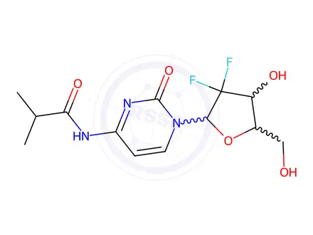 Chemical structure of Cytidine, 2'-deoxy-2',2'-difluoro-N-(2-methyl-1-oxopropyl)-