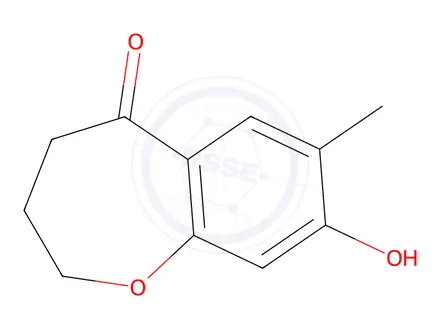 Chemical structure of 8-Hydroxy-7-methyl-3,4-dihydrobenzo[b]oxepin-5(2H)-one