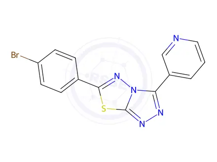 Chemical structure of 6-(4-bromophenyl)-3-(3-pyridinyl)[1,2,4]triazolo[3,4-b][1,3,4]thiadiazole