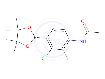 Chemical structure of N-[3-Chloro-2-methyl-4-(tetramethyl-1,3,2-dioxaborolan-2-yl)phenyl]acetamide