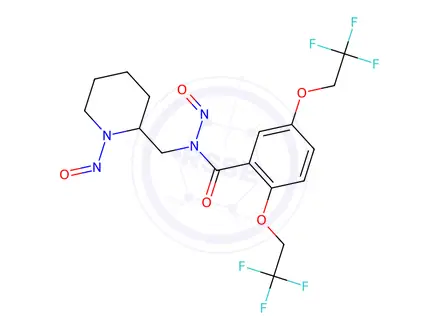 Chemical structure of N-Nitroso-N-((1-nitrosopiperidin-2-yl)methyl)-2,5-bis(2,2,2-trifluoroethoxy)benzamide