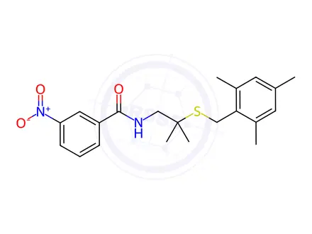 Chemical structure of N-(2-methyl-2-((2,4,6-trimethylbenzyl)thio)propyl)-3-nitrobenzamide