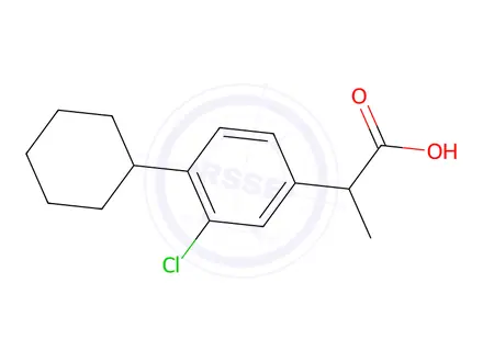 Chemical structure of 2-(3-chloro-4-cyclohexyl-phenyl)propanoic acid