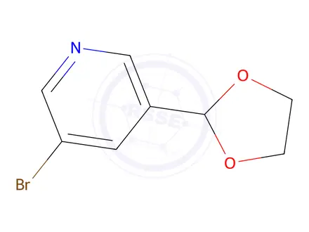 Chemical structure of 3-Bromo-5-(1,3-dioxolan-2-yl)pyridine