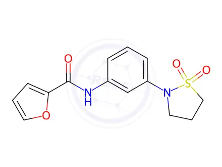Chemical structure of N-(3-(1,1-Dioxidoisothiazolidin-2-yl)phenyl)furan-2-carboxamide