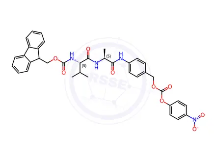Chemical structure of Fmoc-Val-Ala-PAB-PNP