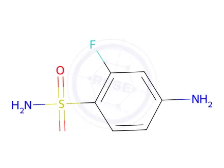 Chemical structure of 4-amino-2-fluorobenzene-1-sulfonamide
