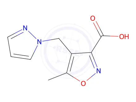 Chemical structure of 4-((1H-pyrazol-1-yl)methyl)-5-methylisoxazole-3-carboxylic acid