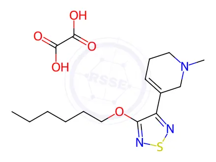 Chemical structure of 3-[4-(Hexyloxy)-1,2,5-thiadiazol-3-yl]-1,2,5,6-tetrahydro-1-methylpyridineoxalate