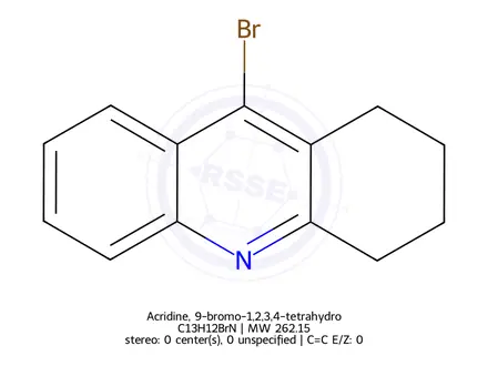 Chemical structure of Acridine, 9-bromo-1,2,3,4-tetrahydro-