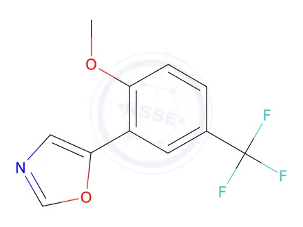 Chemical structure of 5-(2-Methoxy-5-(trifluoromethyl)phenyl)oxazole