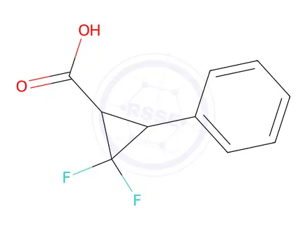 Chemical structure of Rel-(1S,3S)-2,2-difluoro-3-phenylcyclopropane-1-carboxylic acid
