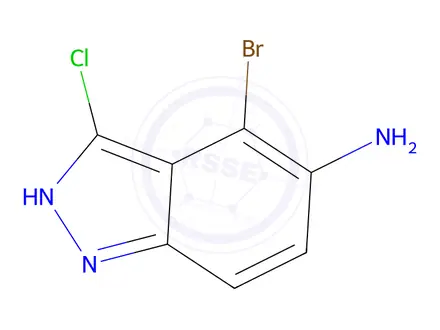 Chemical structure of 5-AMINO-4-BROMO-3-CHLORO (1H)INDAZOLE