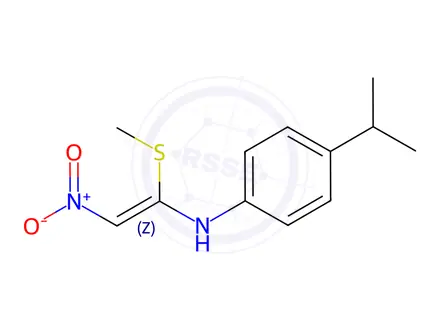 Chemical structure of N-[(Z)-1-(Methylsulfanyl)-2-nitroethenyl]-4-(propan-2-yl)aniline
