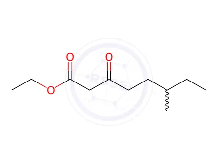 Chemical structure of Octanoic acid, 6-methyl-3-oxo-, ethyl ester
