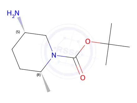 Chemical structure of 1-Piperidinecarboxylic acid, 5-amino-2-methyl-, 1,1-dimethylethyl ester, (2R,5S)...