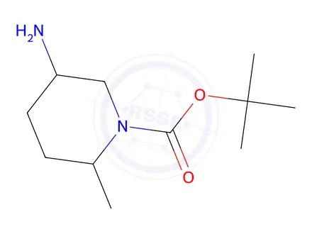 Chemical structure of 1-Piperidinecarboxylic acid, 5-amino-2-methyl-, 1,1-dimethylethyl ester, (2R,5S)-rel-