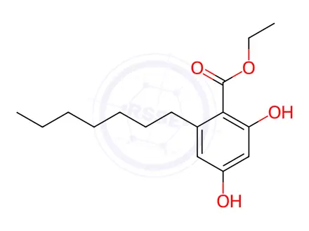 Chemical structure of ethyl 2-heptyl-4,6-dihydroxybenzoate