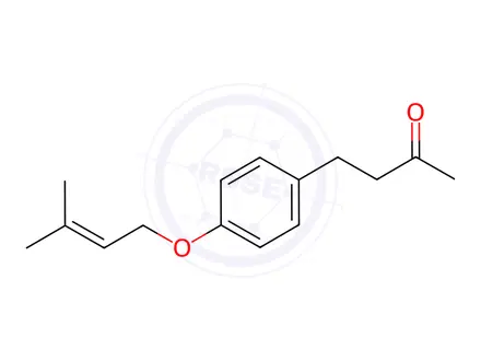 Chemical structure of 4-{4-[(3-Methylbut-2-en-1-yl)oxy]phenyl}butan-2-one