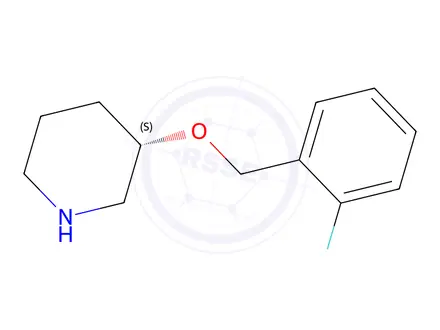 Chemical structure of (3S)-3-[(2-fluorophenyl)methoxy]piperidine