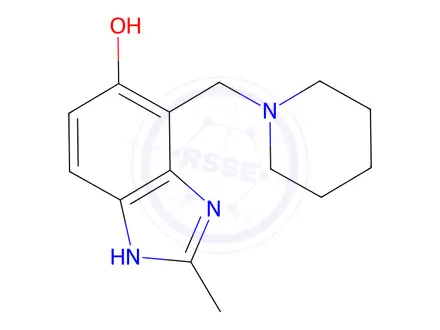 Chemical structure of 2-methyl-4-(piperidin-1-ylmethyl)-1H-1,3-benzodiazol-5-ol