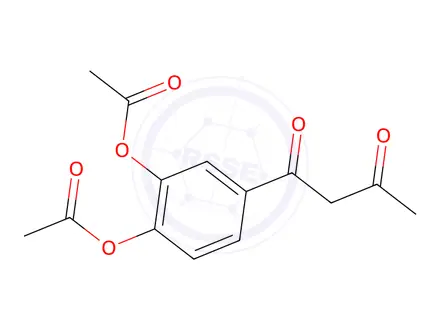 Chemical structure of 2-(Acetyloxy)-4-(3-oxobutanoyl)phenyl acetate