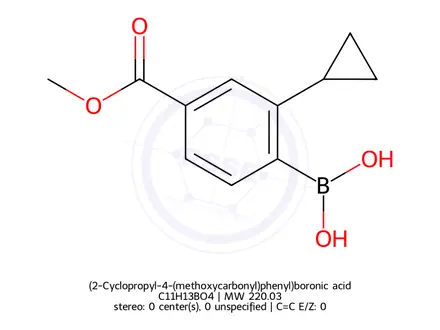 Chemical structure of (2-Cyclopropyl-4-(methoxycarbonyl)phenyl)boronic acid