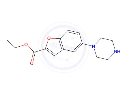 Chemical structure of 5-(1-Piperazinyl)-2-benzofurancarboxylic Acid Ethyl Ester
