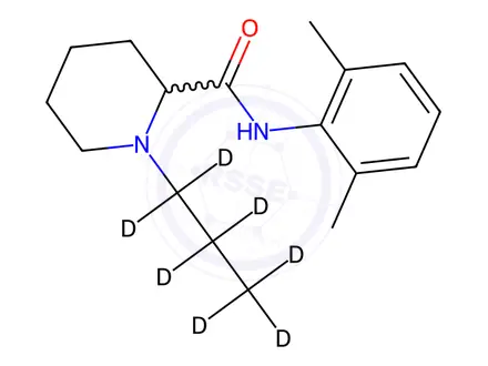 Chemical structure of (+/-)-Ropivacaine-d7 (propyl-d7)