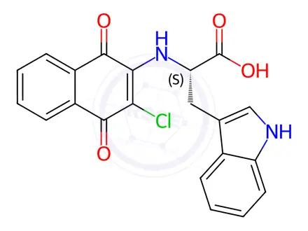 Chemical structure of L-Tryptophan, N-(3-chloro-1,4-dihydro-1,4-dioxo-2-naphthalenyl)-
