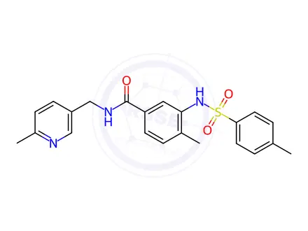 Chemical structure of Benzamide, 4-methyl-3-[[(4-methylphenyl)sulfonyl]amino]-N-[(6-methyl-3-pyridinyl)methyl]-