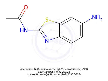 Chemical structure of Acetamide, N-(6-amino-4-methyl-2-benzothiazolyl)-(9CI)