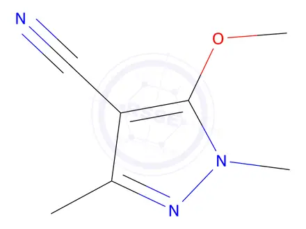 Chemical structure of 5-methoxy-1,3-dimethyl-1H-pyrazole-4-carbonitrile