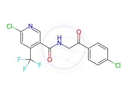 Chemical structure of N3-[2-(4-chlorophenyl)-2-oxoethyl]-6-chloro-4-(trifluoromethyl)nicotinamide