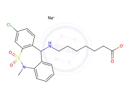 Chemical structure of (+)-Tianeptine Monosodium Salt