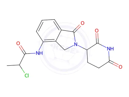 Chemical structure of 2-chloro-N-[2-(2,6-dioxo-3-piperidyl)-1-oxo-isoindolin-4-yl]propanamide