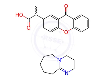 Chemical structure of 2-(9-Oxoxanthen-2-yl)propionic Acid 1,8-Diazabicyclo[5.4.0]undec-7-ene Salt