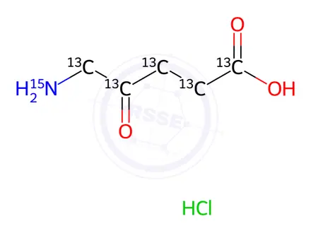 Chemical structure of 5-Aminolevulinic-13C5-15N Acid Hydrochloride