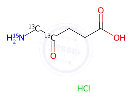 Chemical structure of 5-Aminolevulinic-13C2,15N Acid Hydrochloride Salt