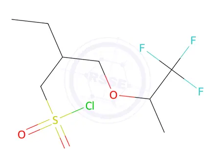 Chemical structure of 2-(((1,1,1-Trifluoropropan-2-yl)oxy)methyl)butane-1-sulfonyl chloride