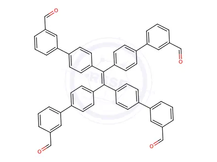Chemical structure of 4',4''',4''''',4'''''''-(Ethene-1,1,2,2-tetrayl)tetrakis(([1,1'-biphenyl]-3-carbaldehyde))